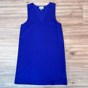 Everly Women's Blue Eyelet Scalloped V-Neck‎ Sleeveless Shift Dress Medium